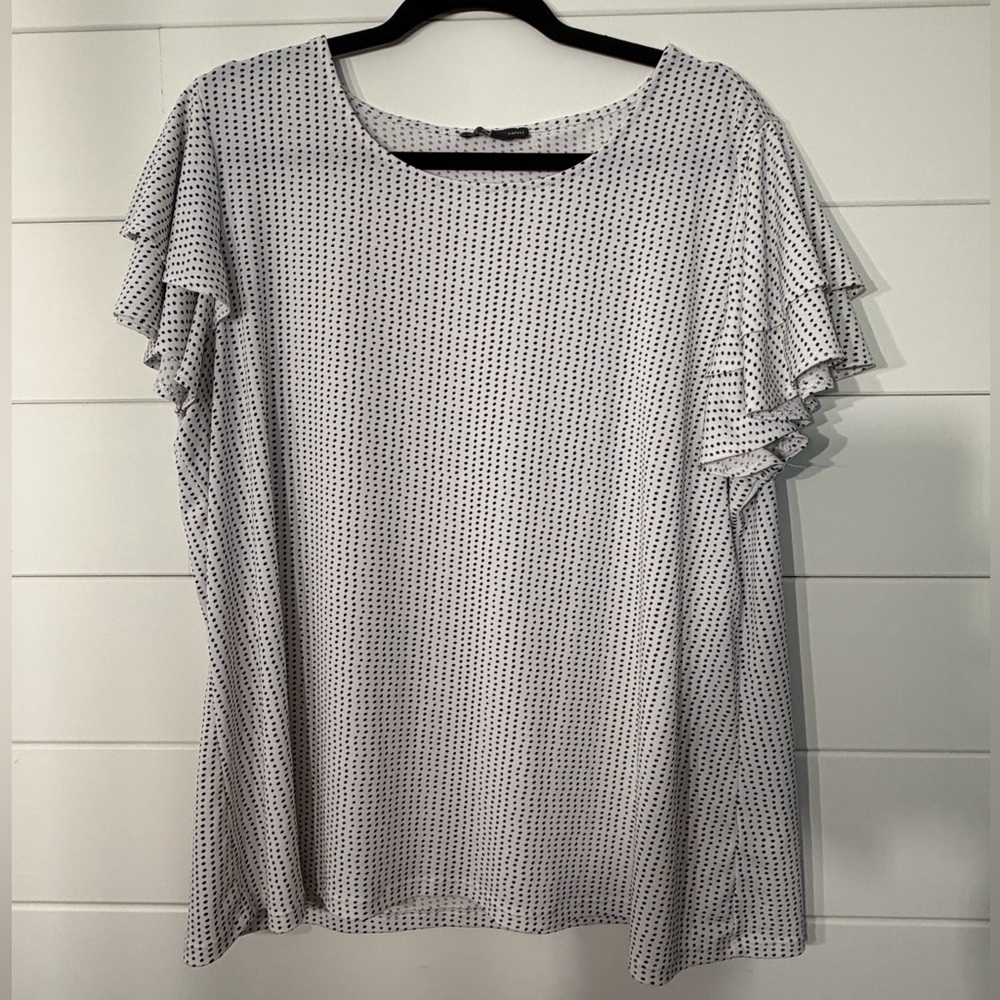Adrianna Papell Black and White Polka Dot Top